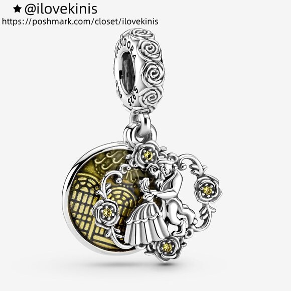 Pandora Disney Beauty and the Beast Dancing Dangle Charm - Picture 1 of 6